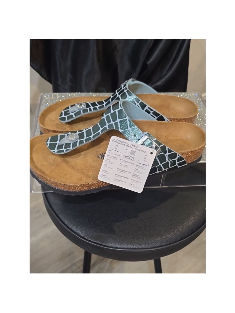 Birkenstock Teal Giraffe-Print Thong Sandals